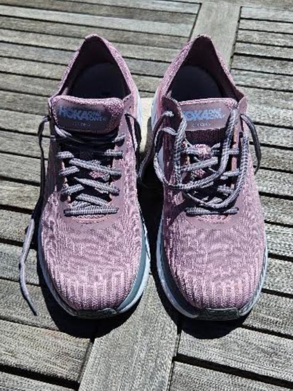 Hoka One One Clifton 5 Knit Women's Cameo, Pink Toadstool. 9.5